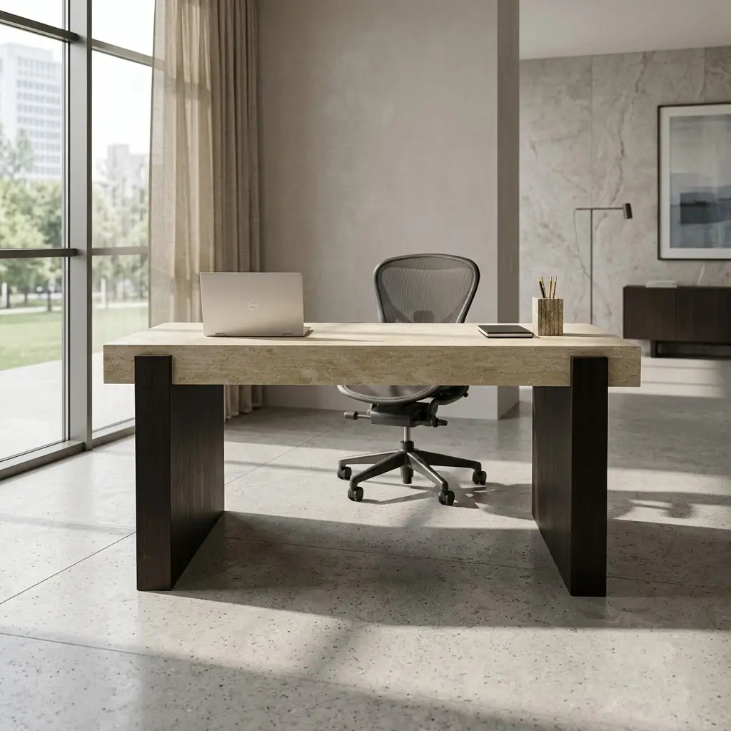 Marrone Travertine Desk (1)
