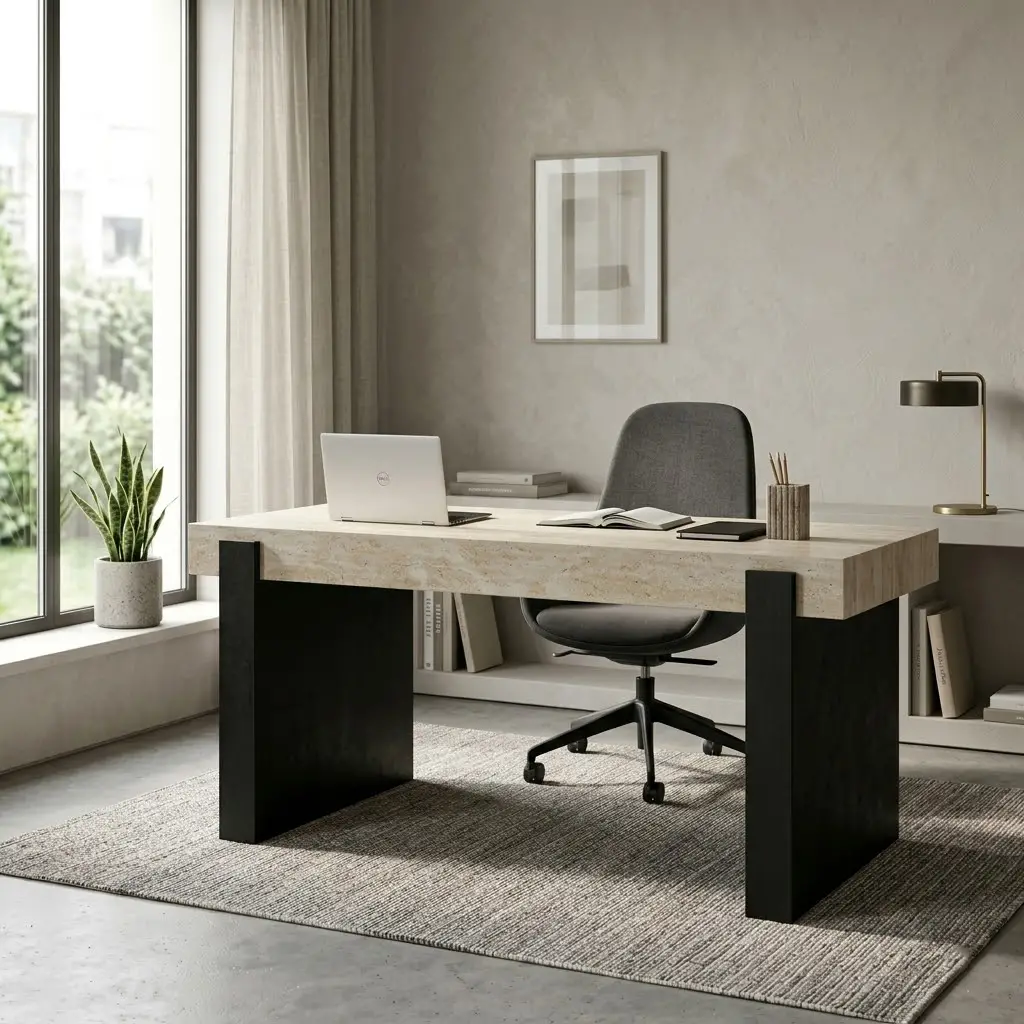 Marrone Travertine Desk (3)