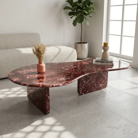 Alamendra Coffee Table in Burgundy Marble