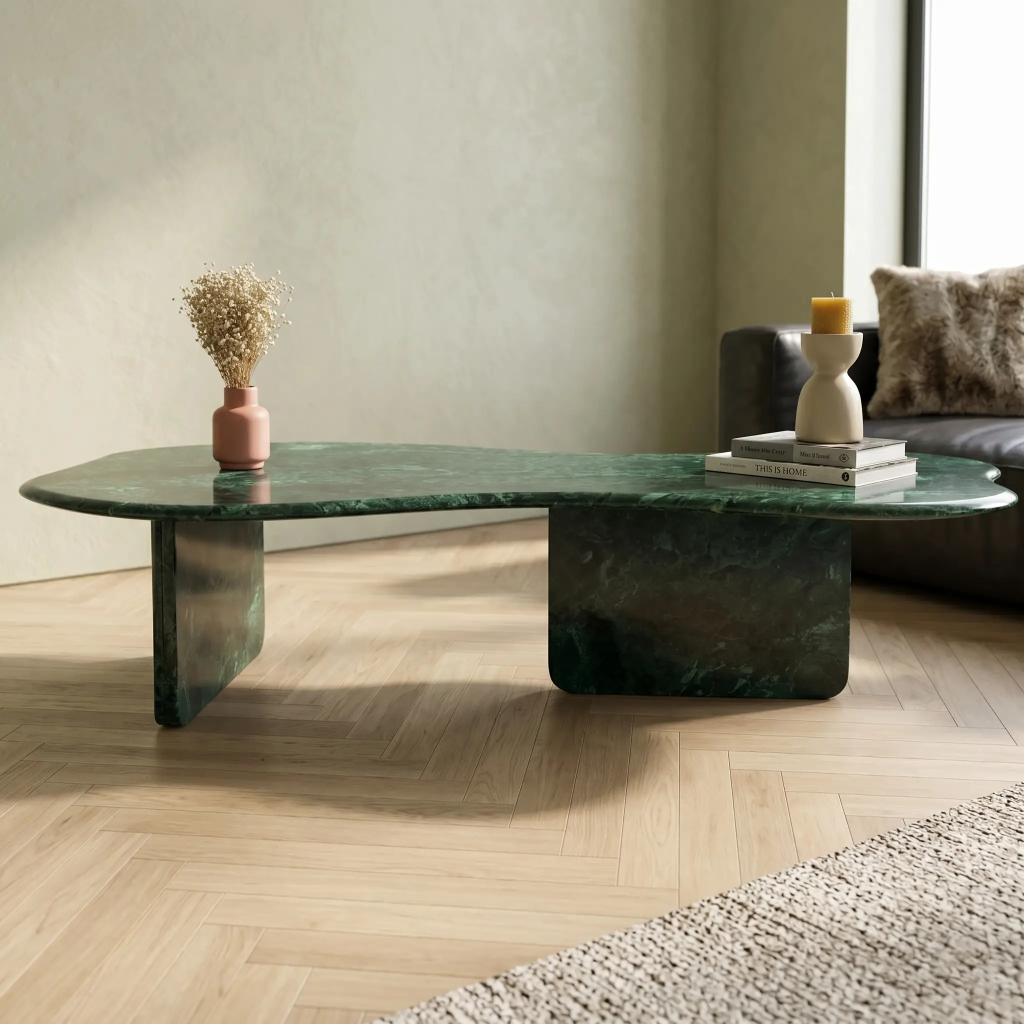 Alamendra Coffee Table in Green Marble