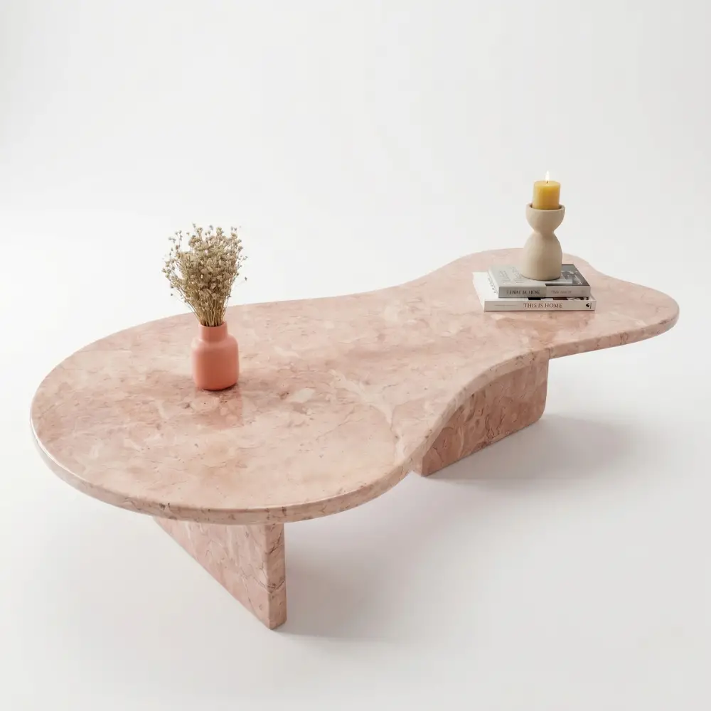 Alamendra Coffee Table in Pink Marble (3)
