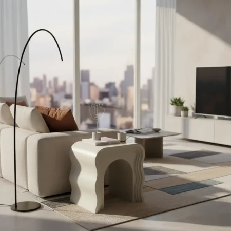 Crest side table - cotton ball