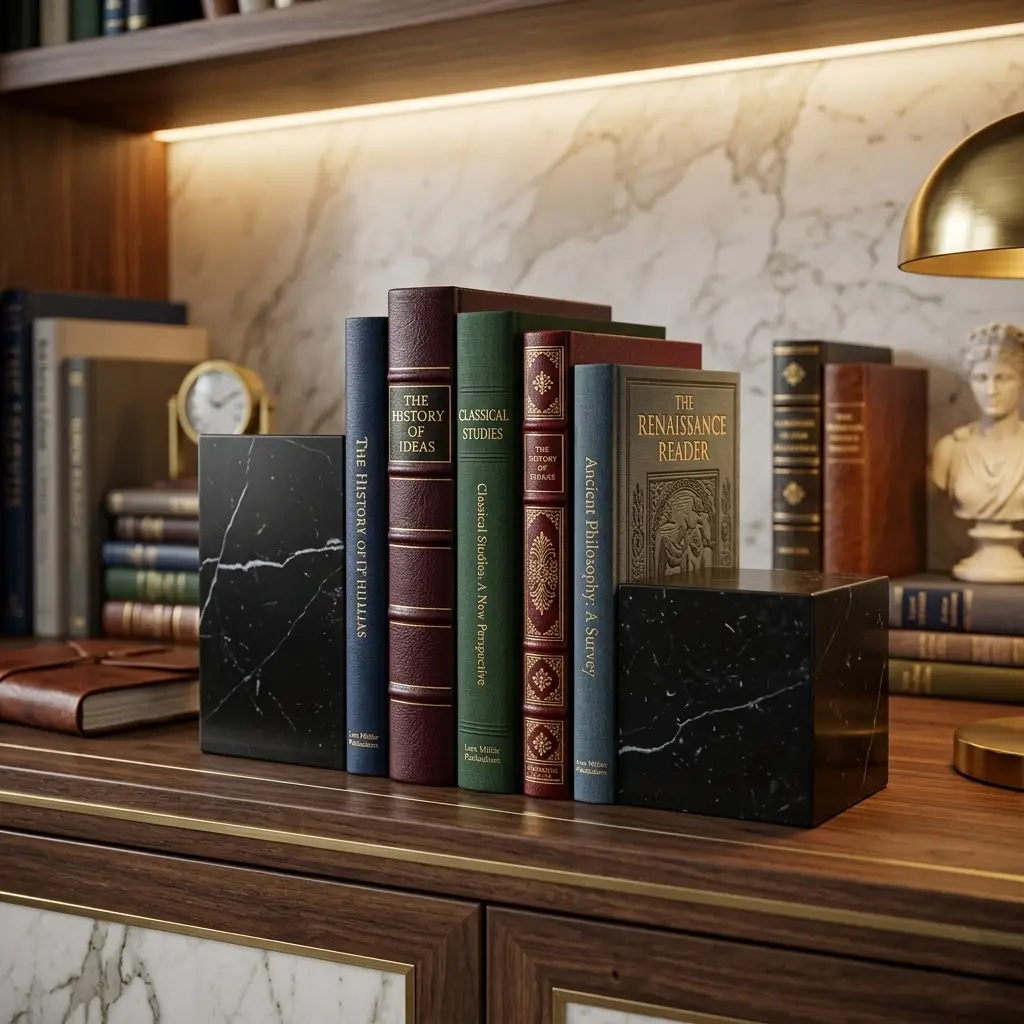 Black Marble Decorative Bookends