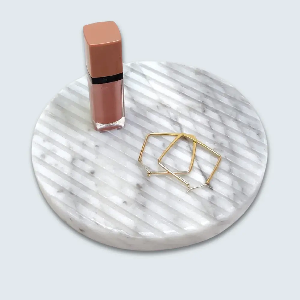 White Marble Grooved Tray