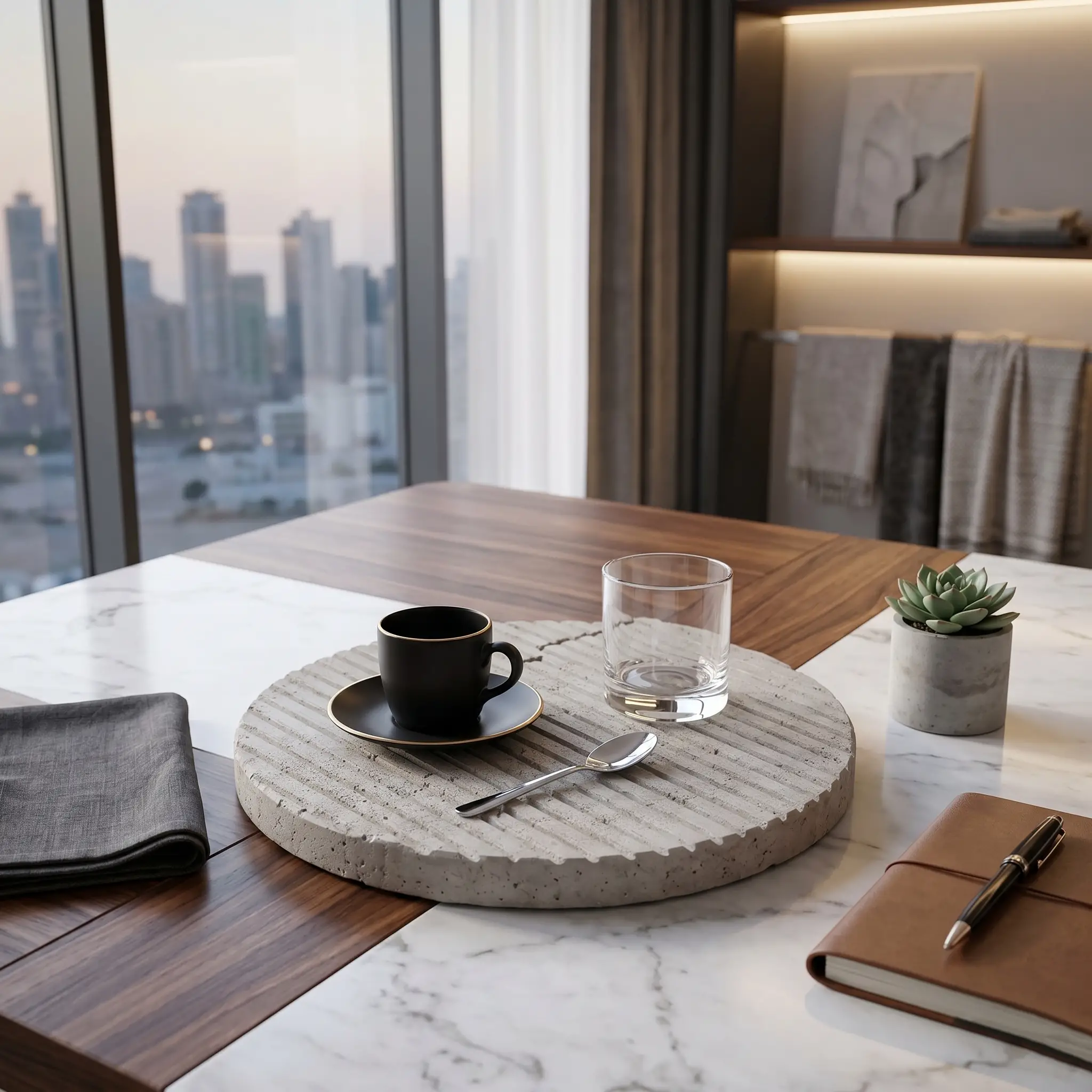 Travertine Grooved Tray