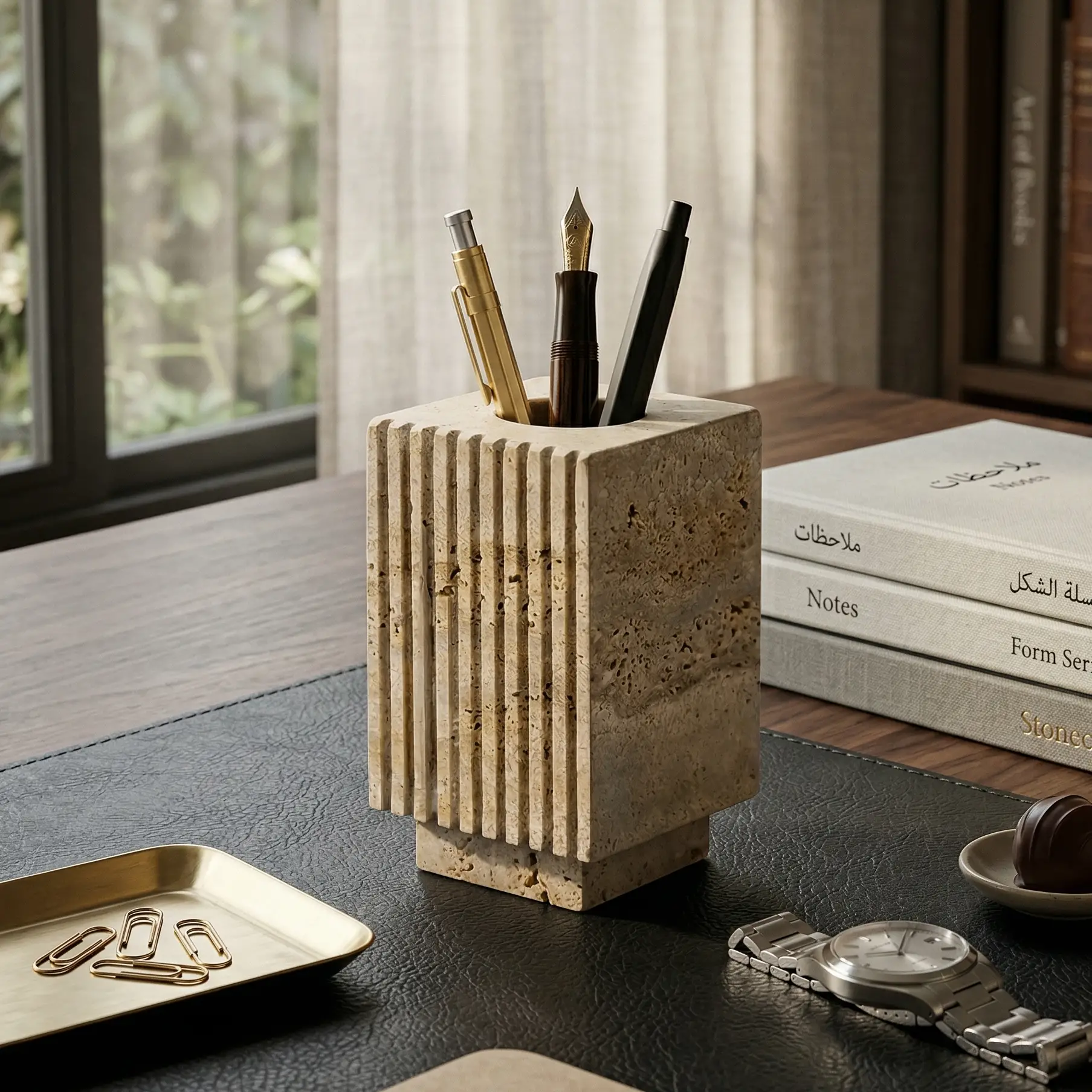 Travertine Pen Holder