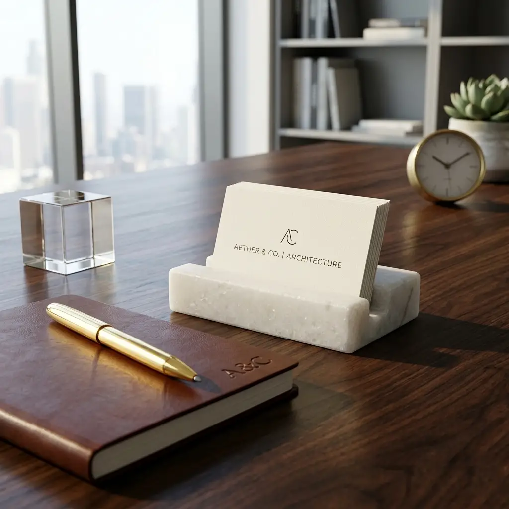 White Marble Card Holder