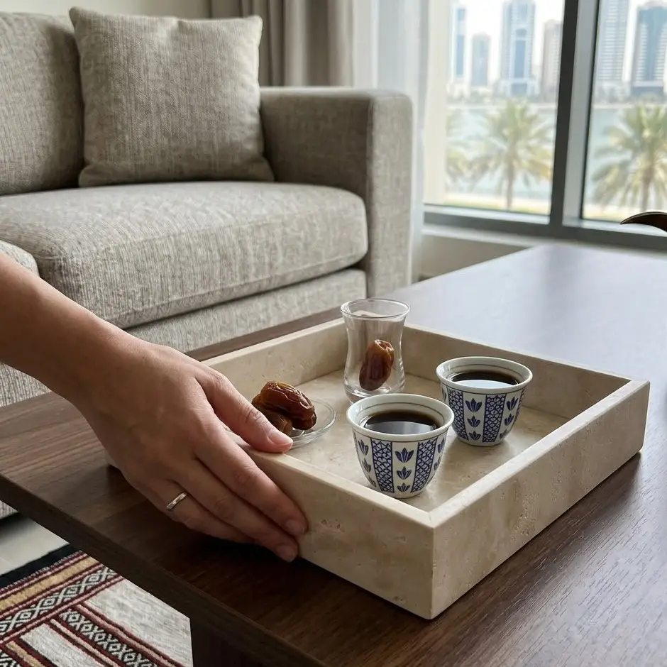 Marble Square Border Tray