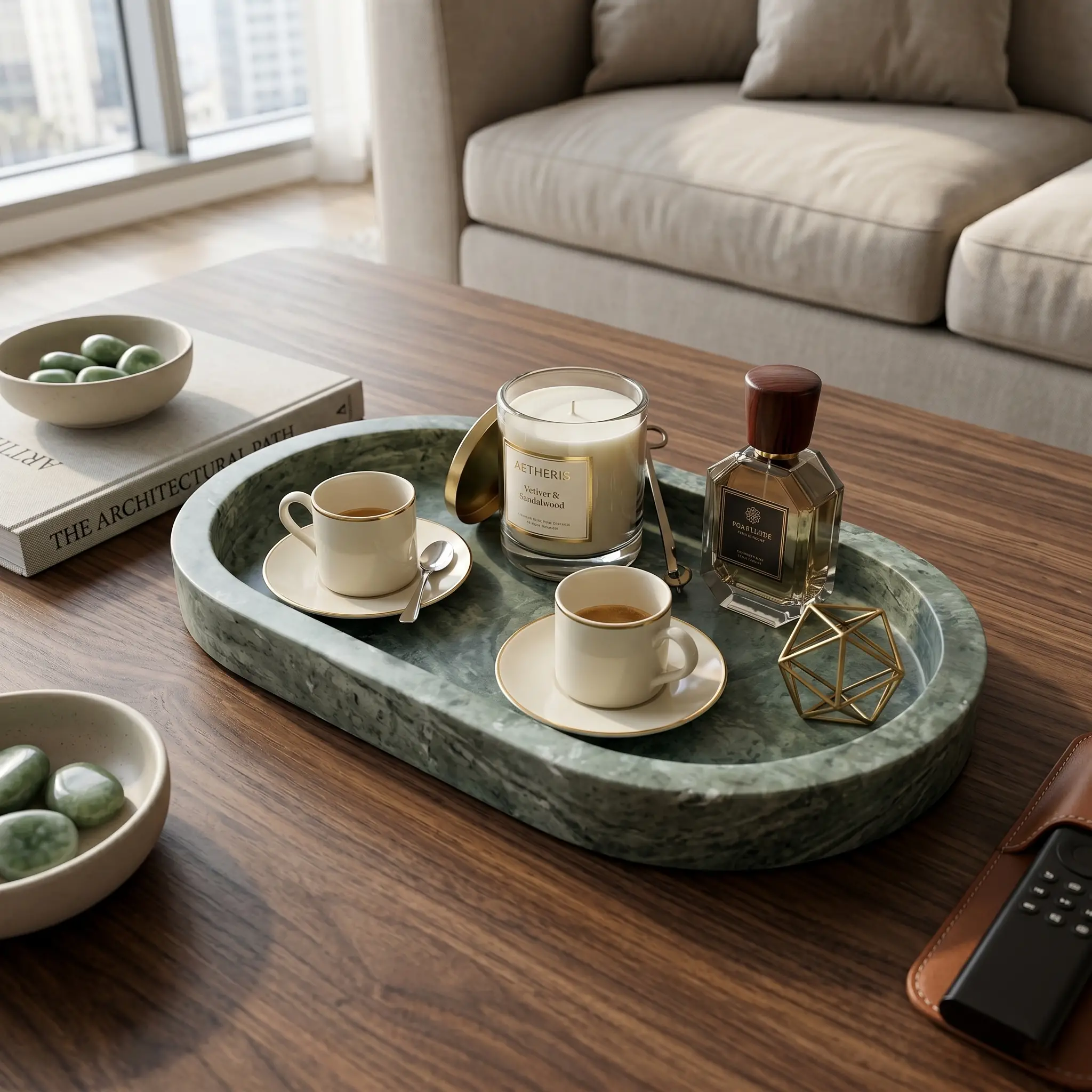 Oval Marble Border Tray