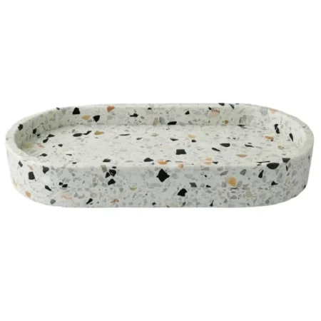 Oval Marble Border Tray (4) terrazzo