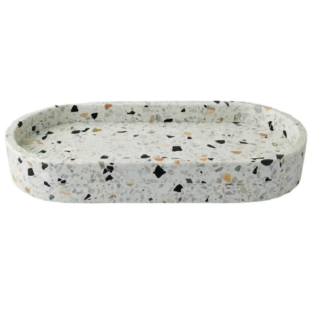Oval Marble Border Tray (4) terrazzo