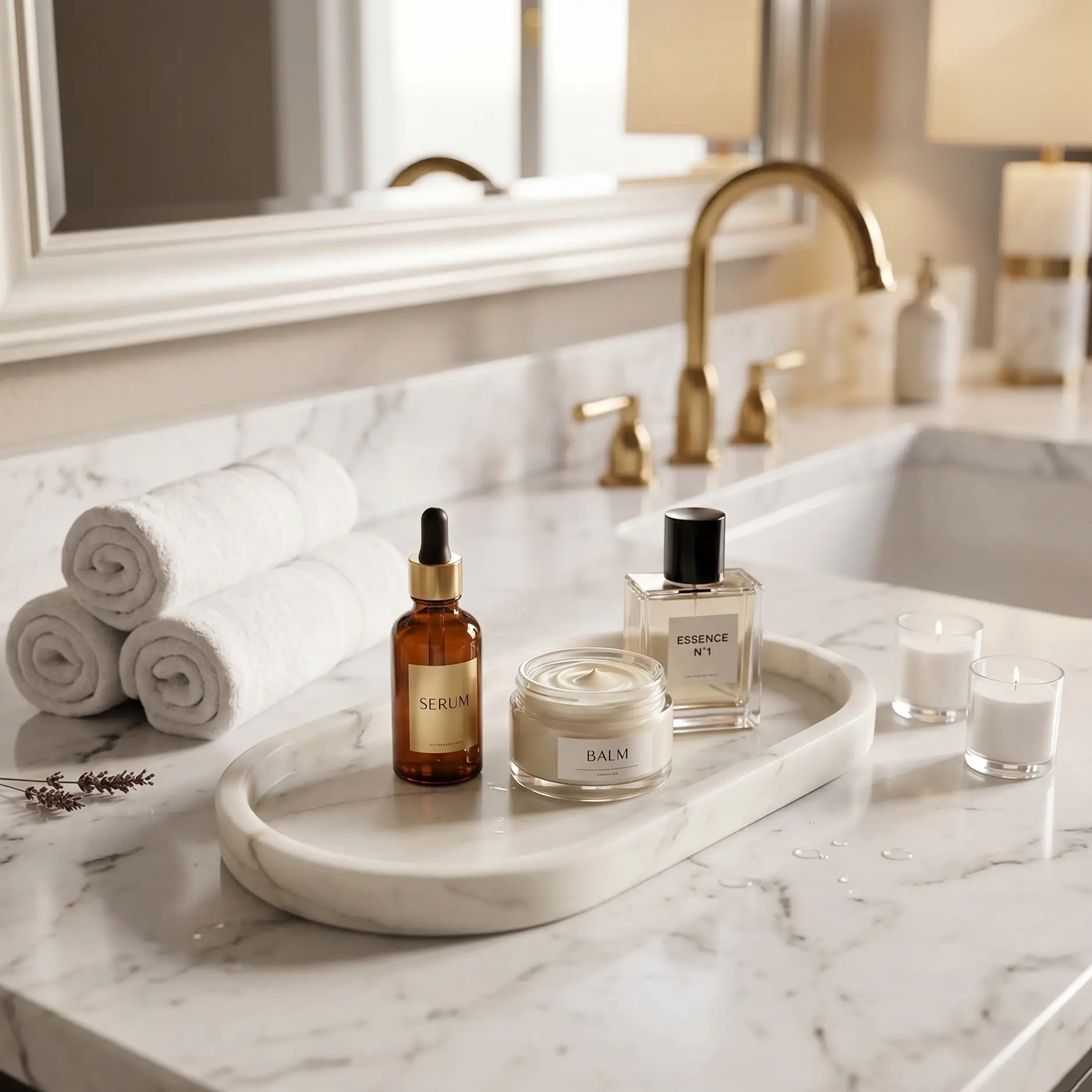Oval Marble Border Tray (4) white