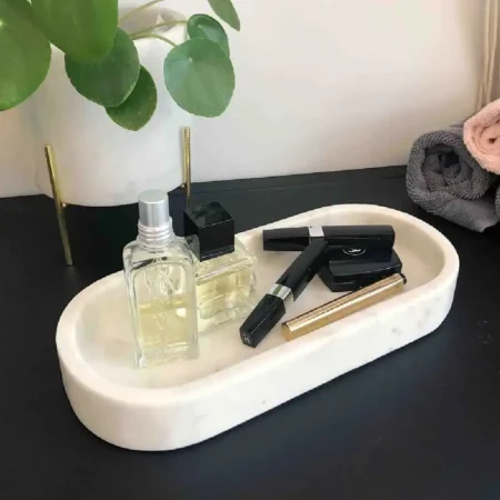 Oval Marble Border Tray (5) white