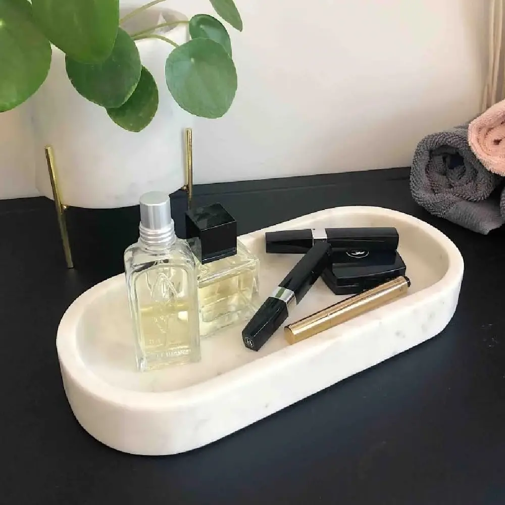 Oval Marble Border Tray (5) white