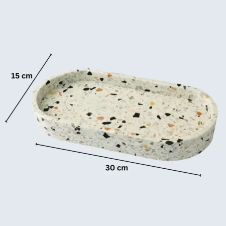 Oval Marble Border Tray (6) terrazzo