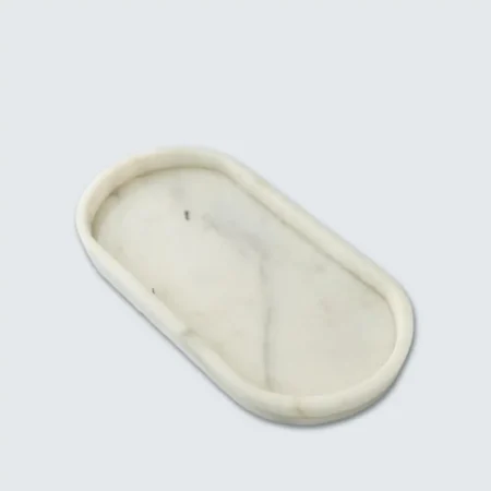 Oval Marble Border Tray (6) white