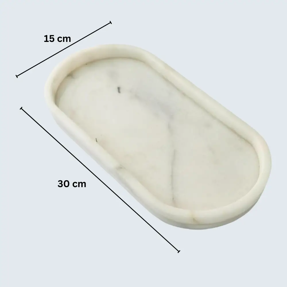 Oval Marble Border Tray (7) white