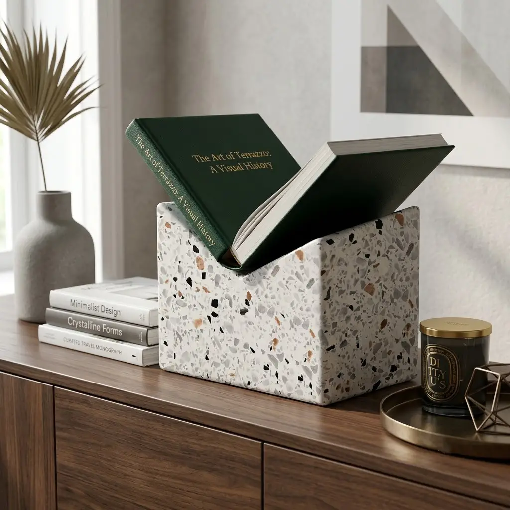 V Shaped Marble Book Holde - Terrazzo (1) (1)