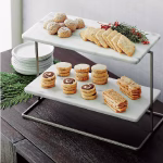 White Marble 2 Tiered Cake Stand