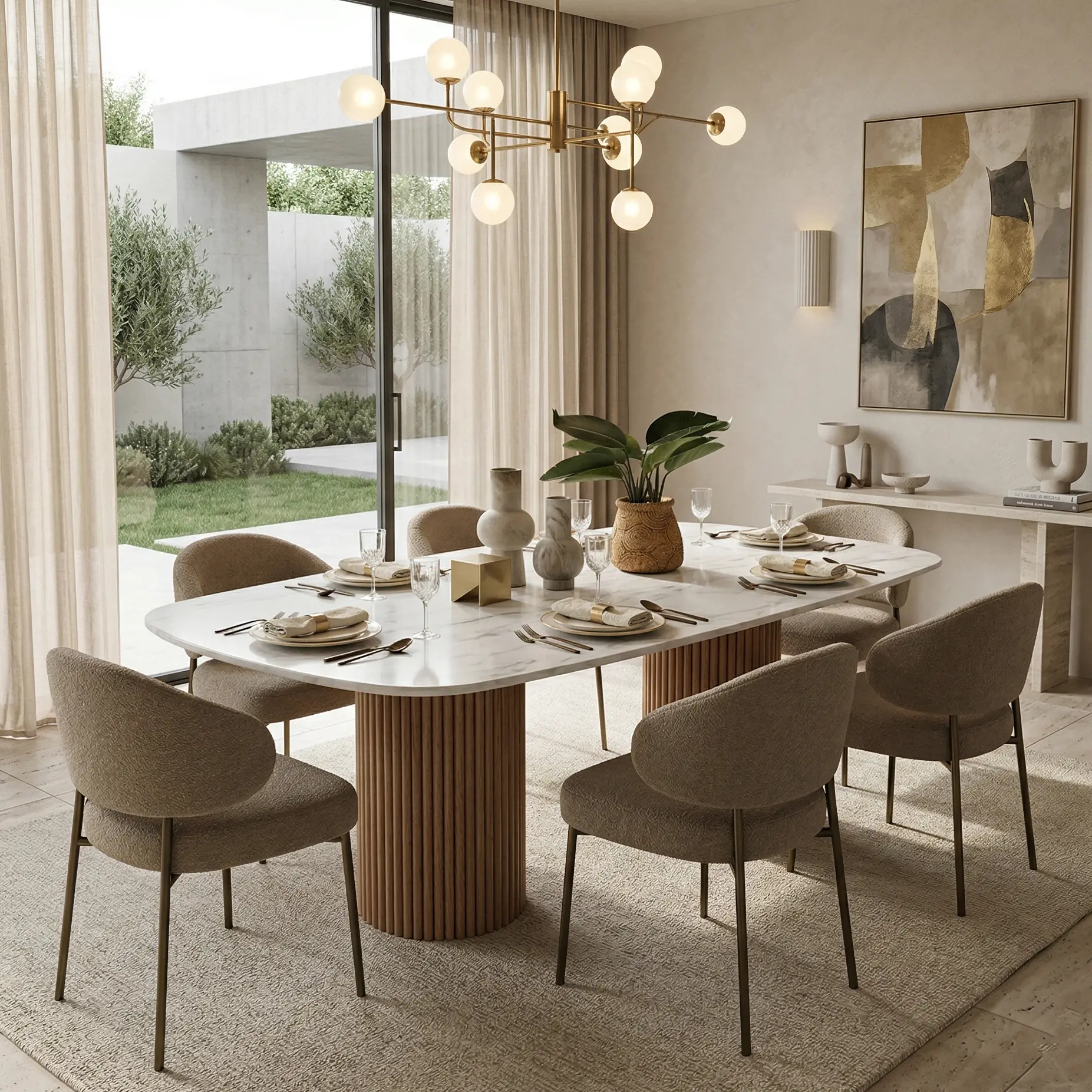 Shane Quartz and Oak Dining Table