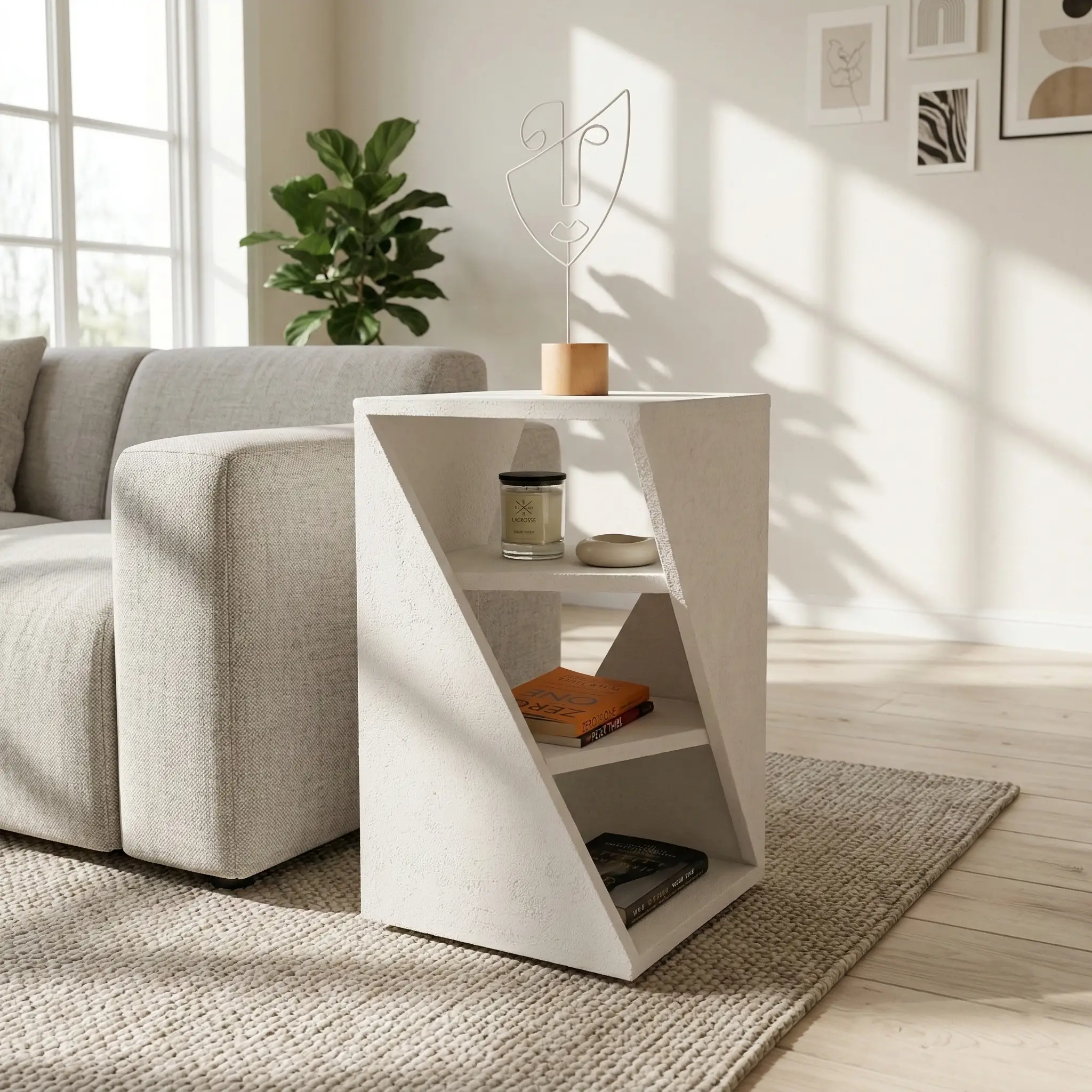 Textured rectangular with shelves