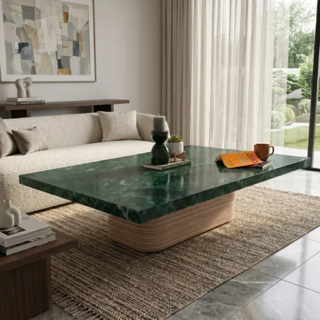 Ariya Coffee Table in Green Marble Top