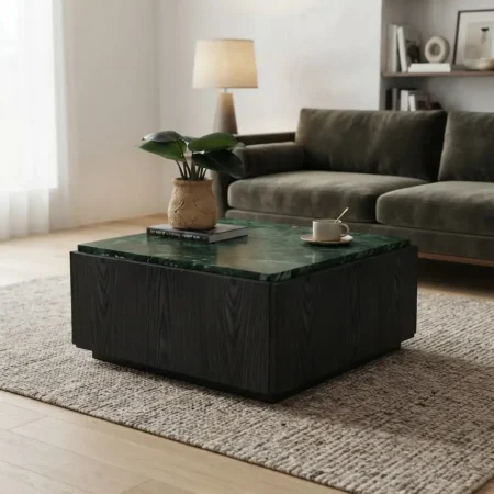 Fleur Coffee Table in Green Marble (1)