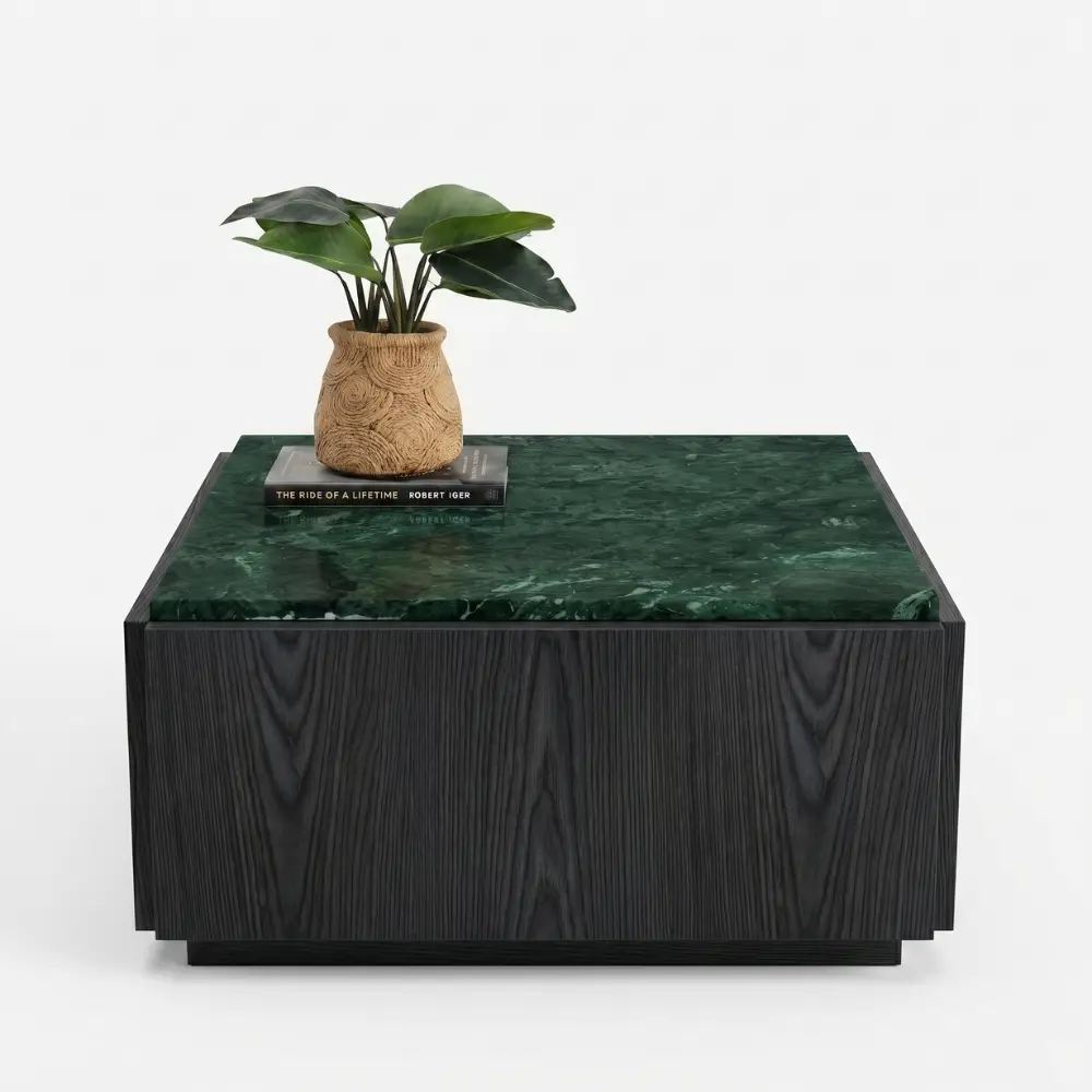 Fleur Coffee Table in Green Marble (2)