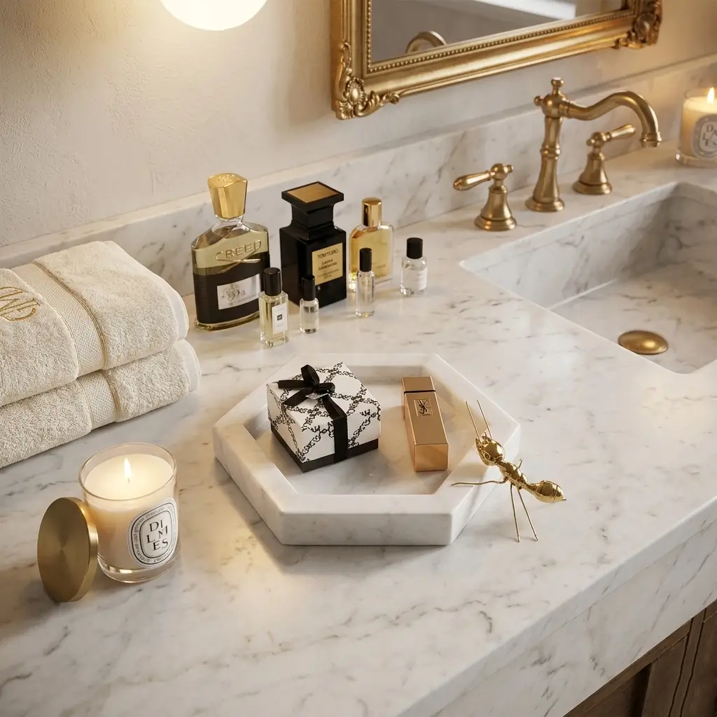 Hexagonal Marble Border Tray