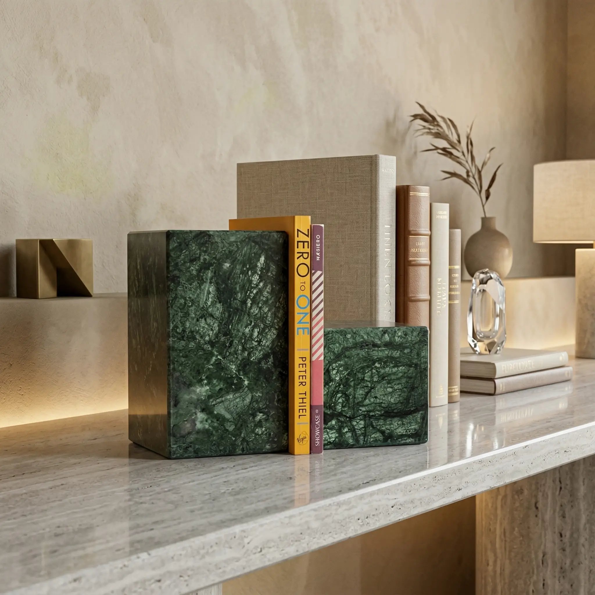 Green Marble Decorative Bookends
