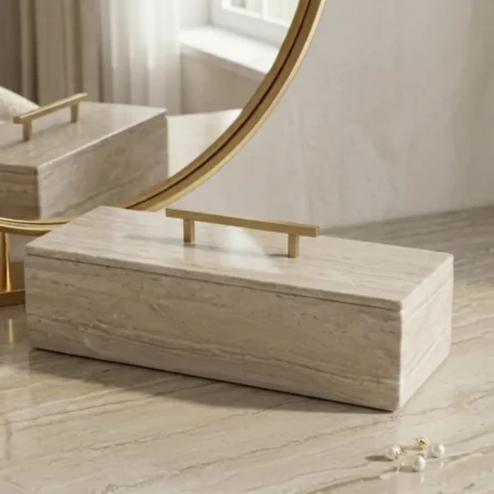 Rectangular Jewelry Box - Beige Travertine (5)