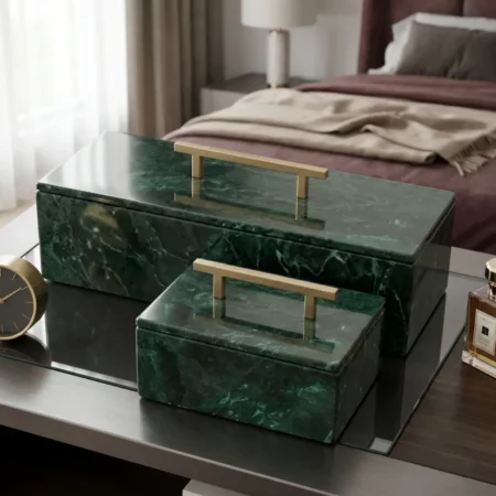 Rectangular Jewelry Box - Green Marble (1)