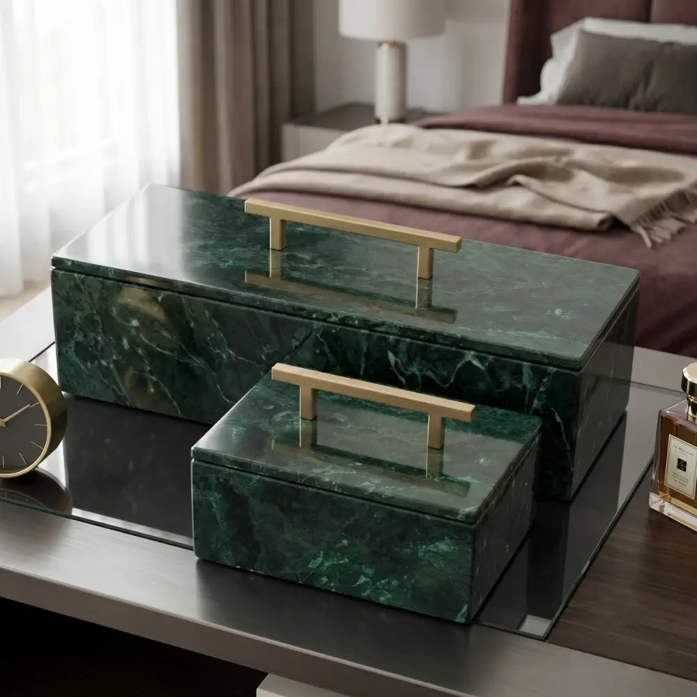 Rectangular Jewelry Box - Green Marble (1)