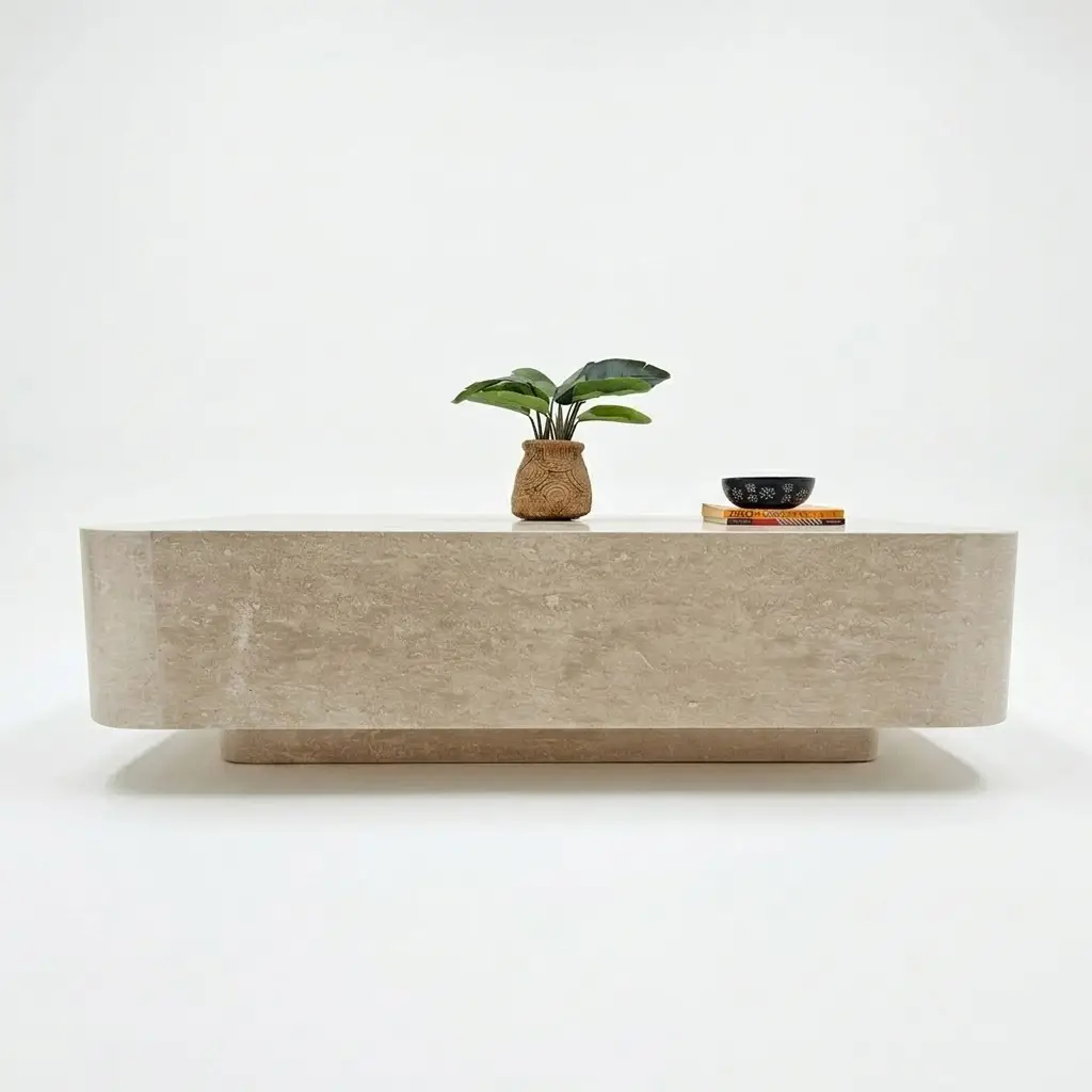 Brio Travertine Coffee Table (Yahya_Travertine Matt Finish Coffee Table 130Lx70Wx36) (1)