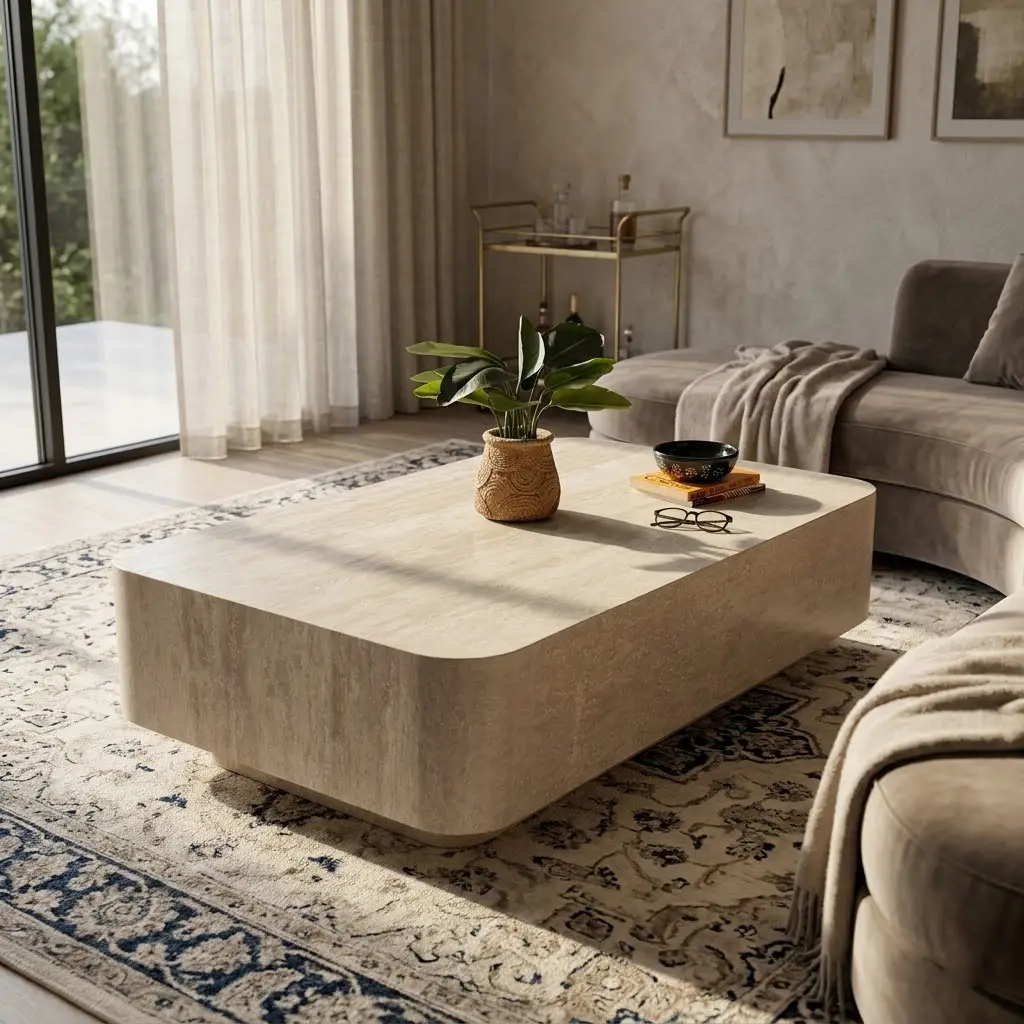 Brio Travertine Coffee Table (Yahya_Travertine Matt Finish Coffee Table 130Lx70Wx36) (4)
