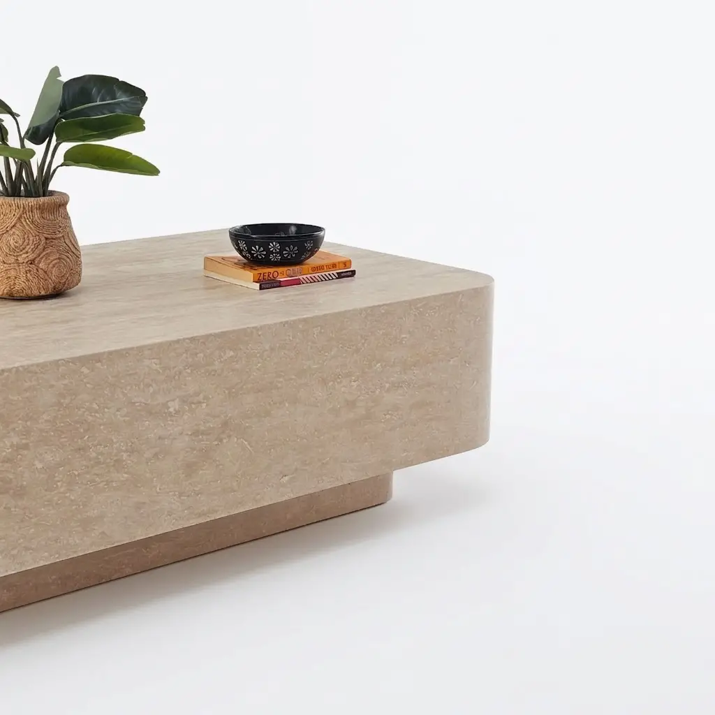 Brio Travertine Coffee Table (Yahya_Travertine Matt Finish Coffee Table 130Lx70Wx36) (5)