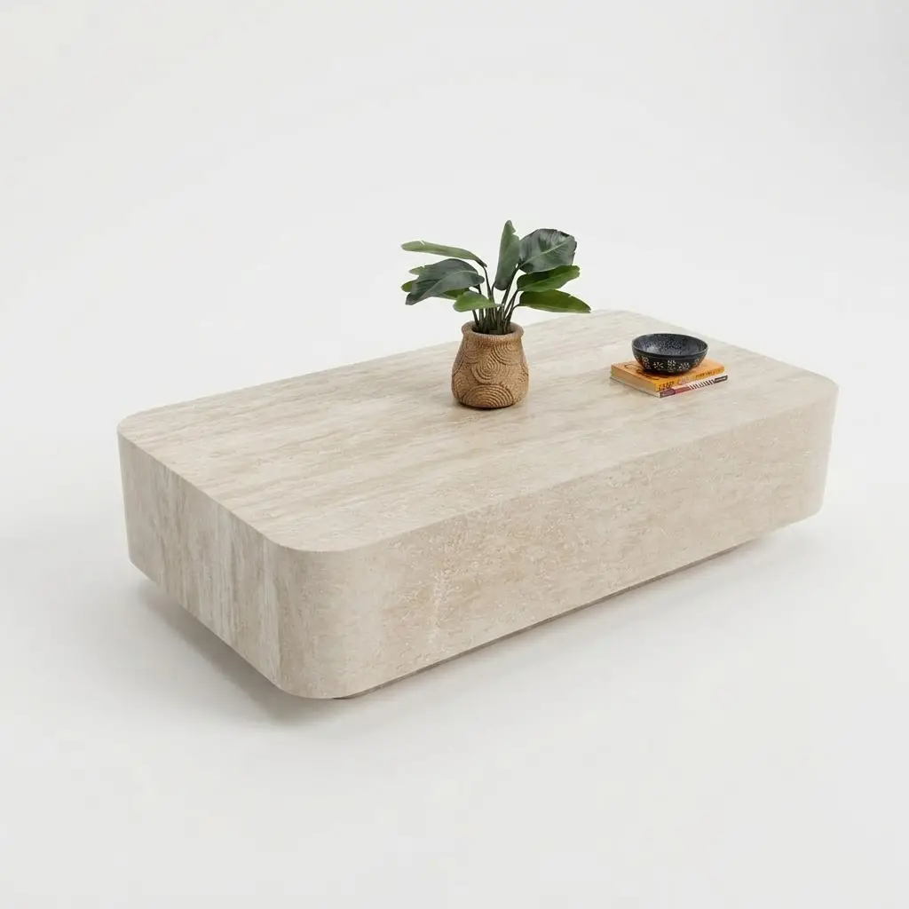 Brio Travertine Coffee Table (Yahya_Travertine Matt Finish Coffee Table 130Lx70Wx36) (7)