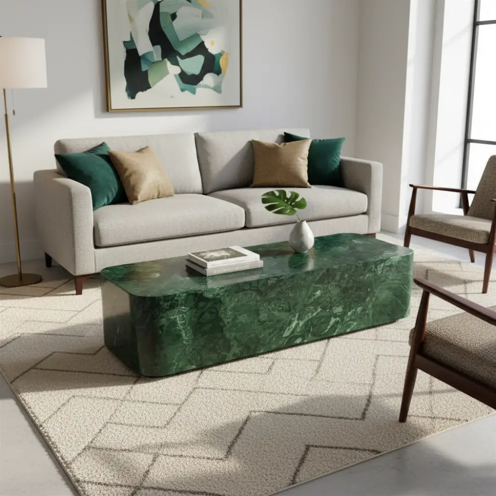 Carlin Coffee Table in Green Marble (1)