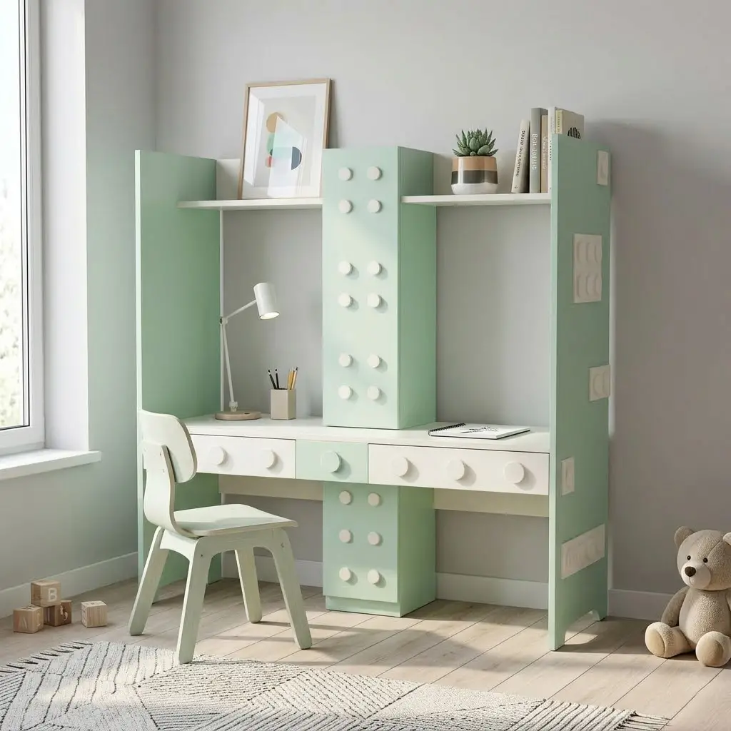 Ollie Desk in Green-White (1)